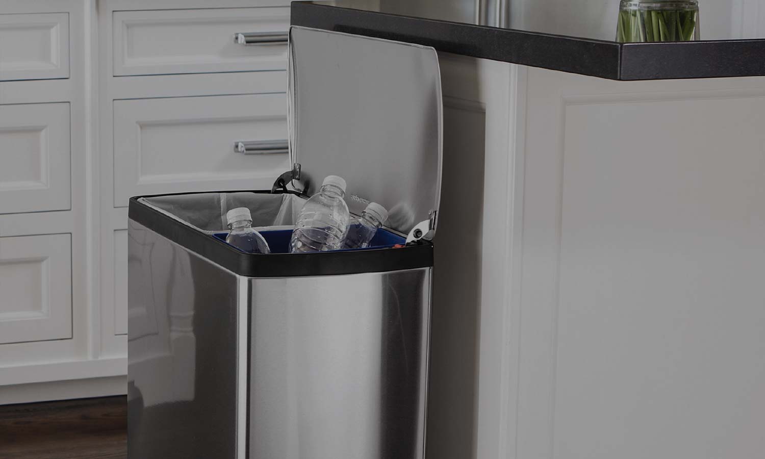 Dual Trash Cans Two Compartment Recycling Bins