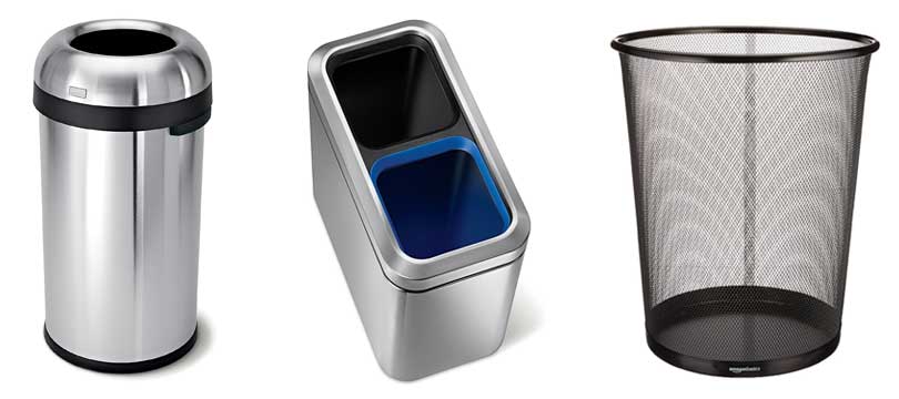 Types of trash cans and recycle bins 