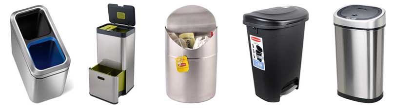 Types of trash cans and recycle bins 