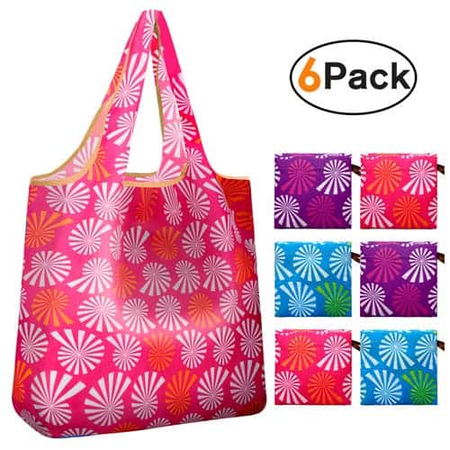 Washable Luxja 3pcs Reusable Shopping Bag Durable and Lightweight Fold Up Shopper with Attached Pouch 