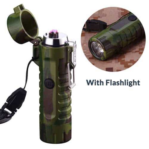 Windproof Outdoor Gas Cooker BBQ Camping Lighter with LED Torch Refillable
