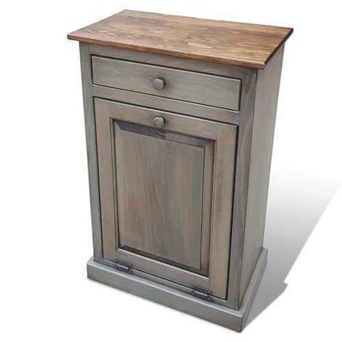 Single Trash Bin Cabinet, Tilt Out Doors, Wood Trash Recycle Bin