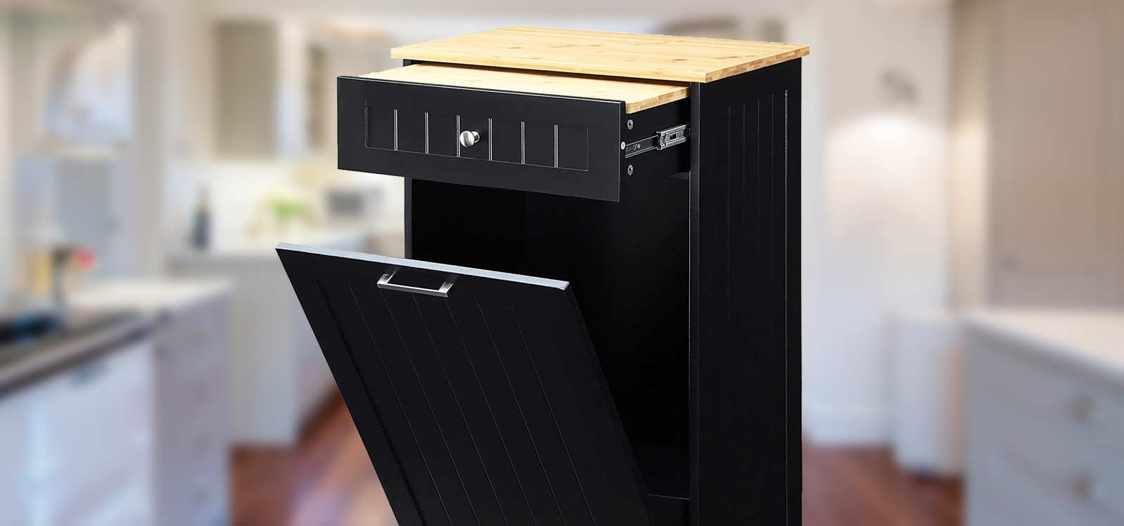 LOUVIXA Tilt Out Trash Bin Cabinet Dog Proof Trash Can Holder Kitchen  Island with Garbage Bin or Tilt Out Laundry Hamper